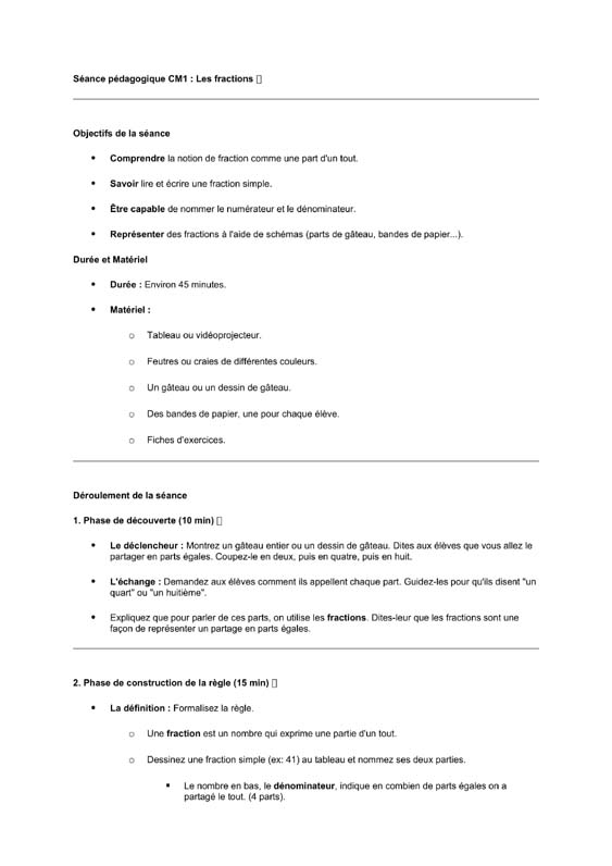 seance cm1 les fractions