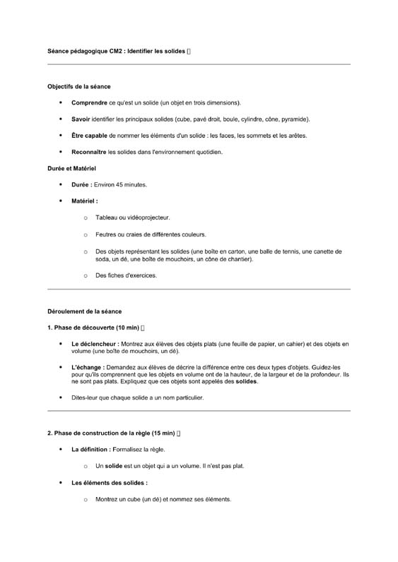 seance cm2 Identifier des solides</