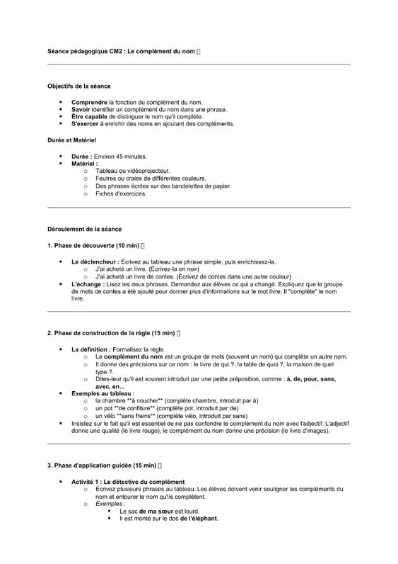 seance cm2 Le complément du nom