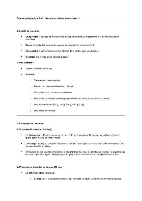 seance cm2 Mesures de masses-estimer