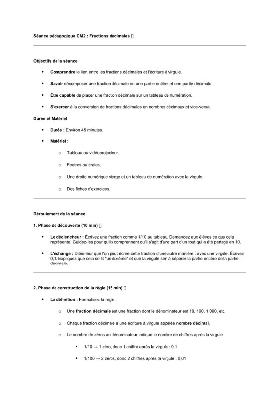 seance cm2 Les fractions décimales