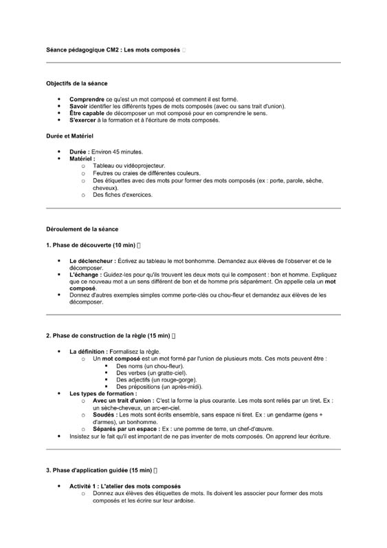 seance cm2 Les mots composés