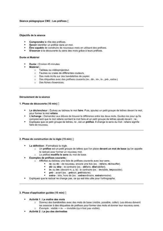 seance cm2 Les préfixes
