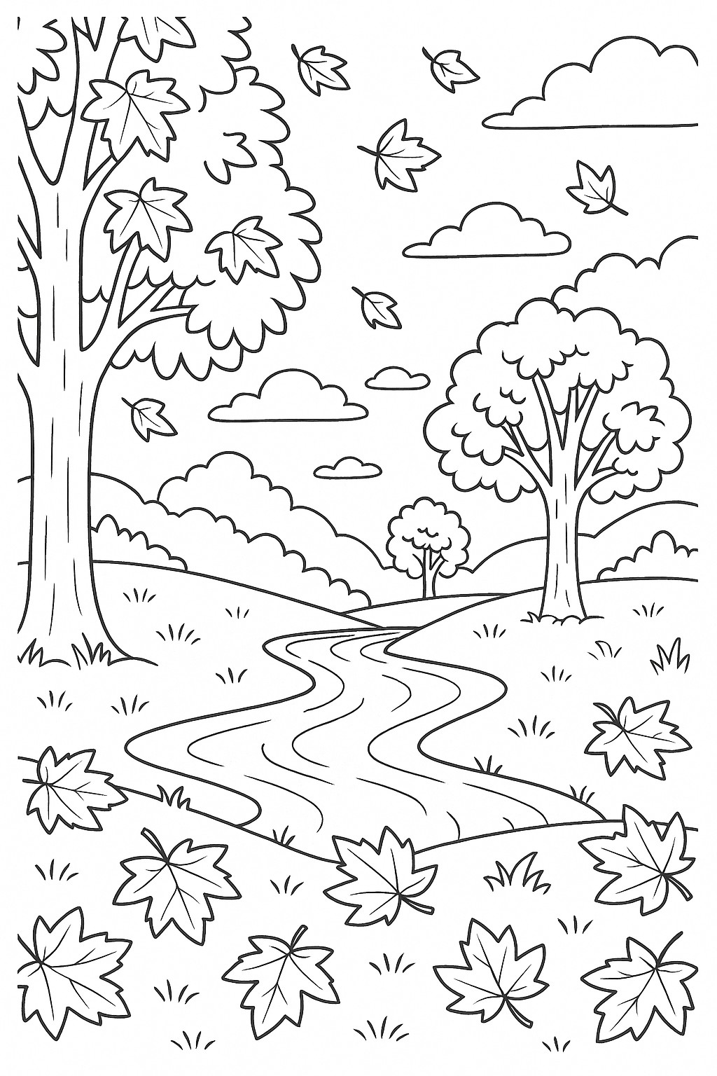 coloriage d'automne gratuit paysage automne