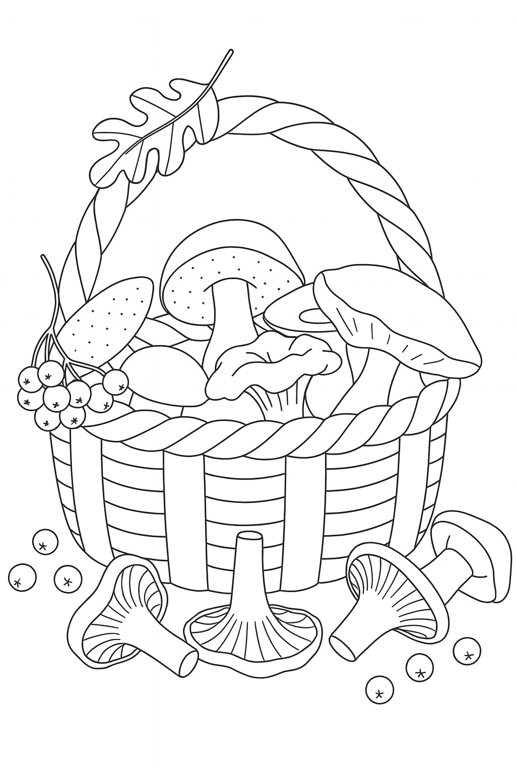 coloriage d'automne gratuit panier de champignons d'automne