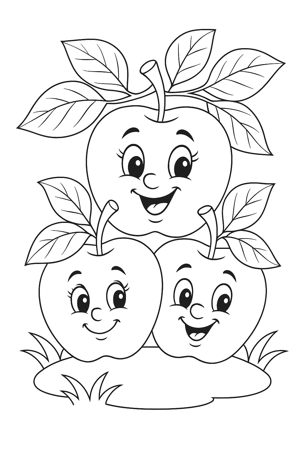 coloriage d'automne gratuit pommes rigolotes d'automne