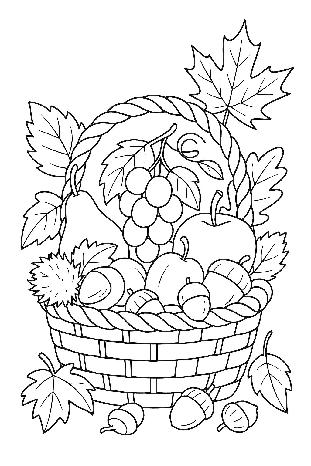 coloriage d'automne gratuit panier de fruit d'automne
