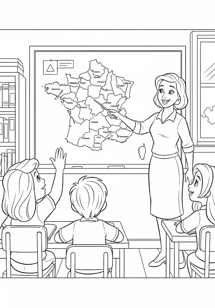 coloriage gratuit lecon de géographie