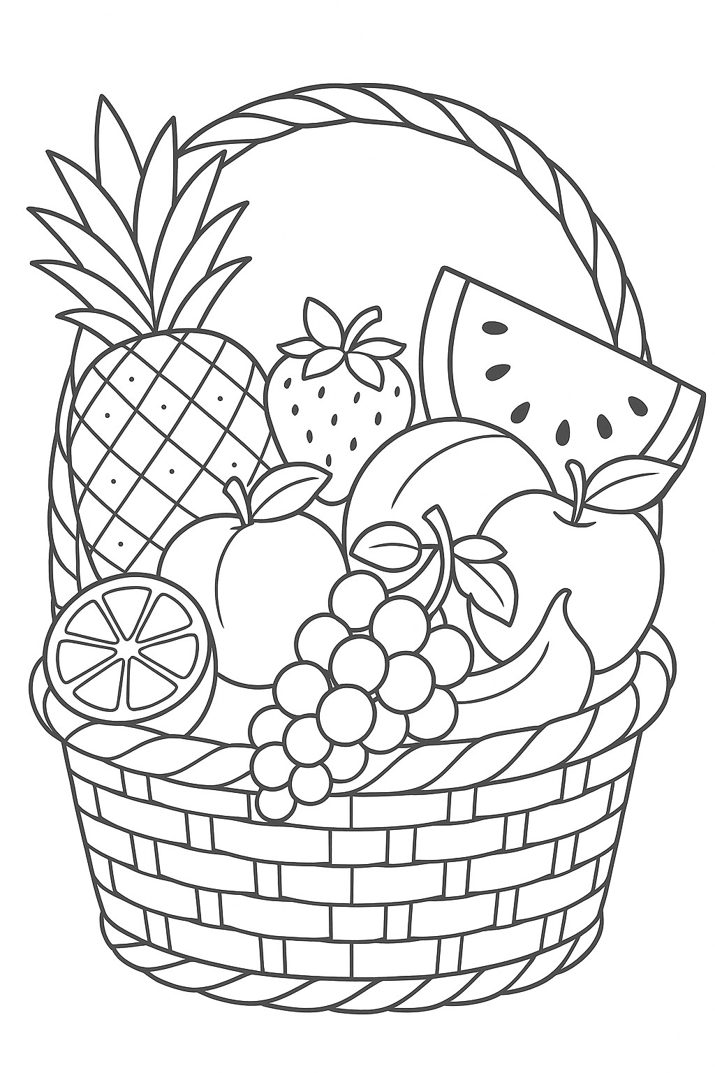 coloriages gratuits sur l'été un panier de fruits de l'été