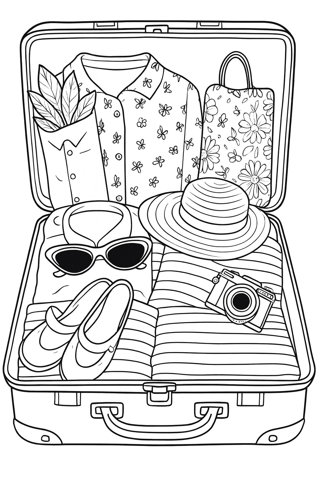 coloriages gratuits sur l'été une valise de vacances