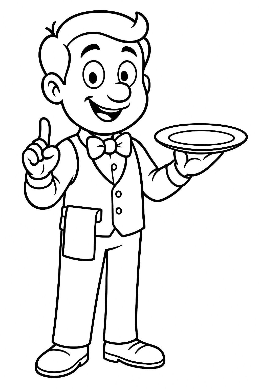 coloriage gratuit d'un serveur dans un restaurant