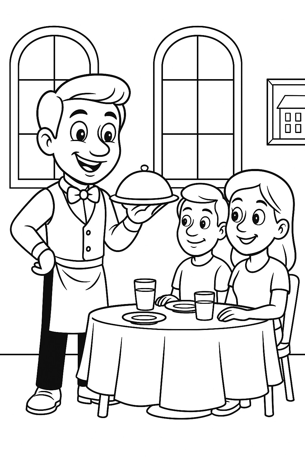 coloriage gratuit un serveur det+rt des clients