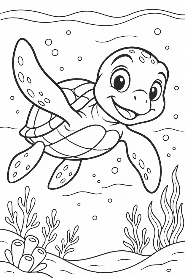 Tortue marine à colorier