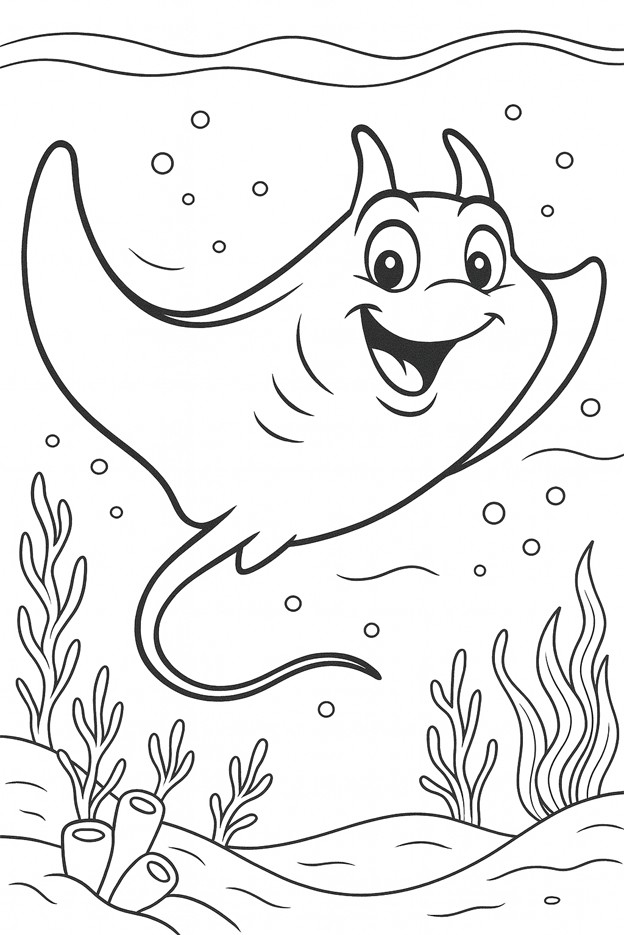 Raie manta à colorier