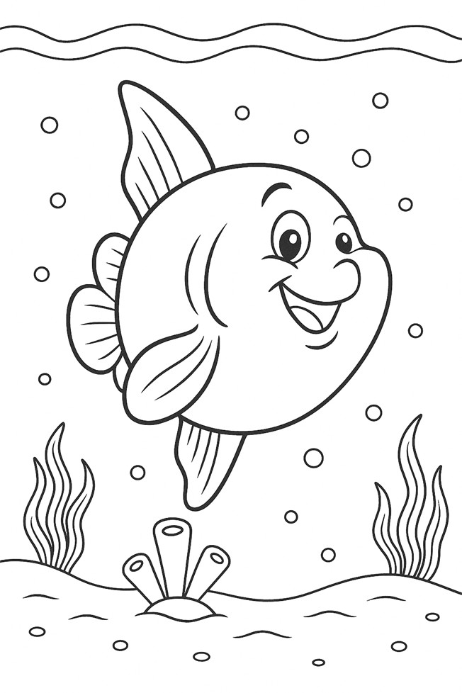 Poisson-lune à colorier