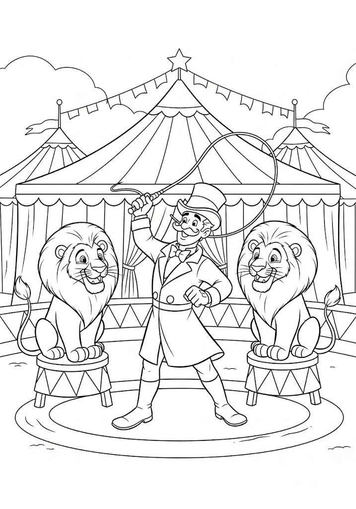 Dresseur de lions à colorier