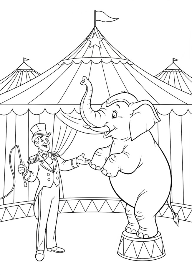 Dresseur d'éléphants à colorier