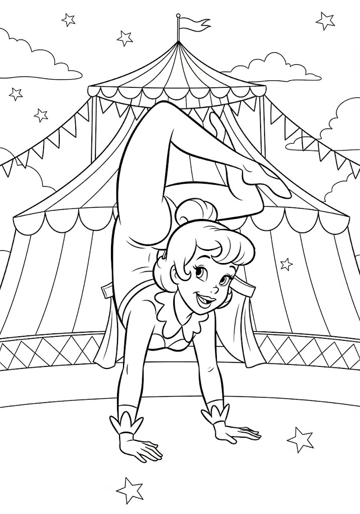 Acrobate de cirque à colorier