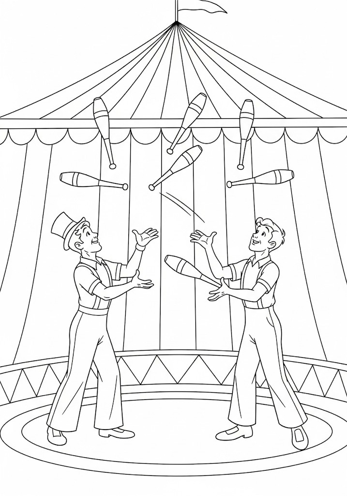 Deux jongleurs à colorier