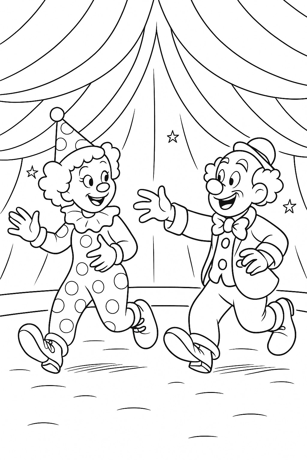 Numéro de deux clowns à colorier