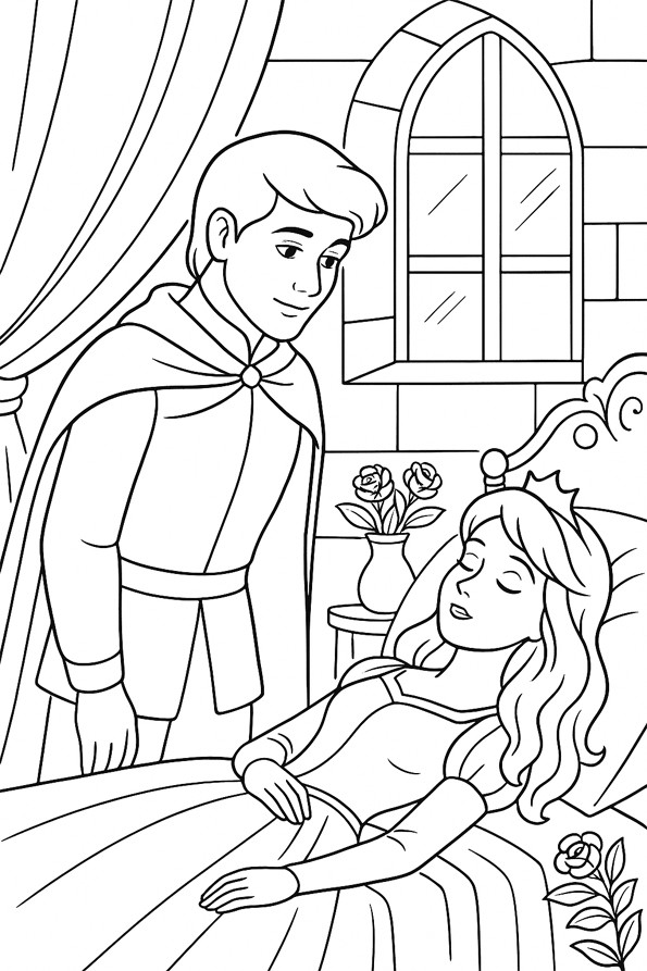 Cendrillon et le prince à colorier