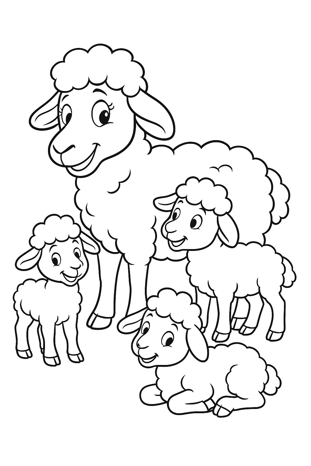 Brebis et ses petits à colorier