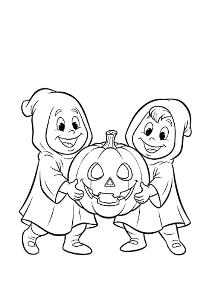 Enfants effrayants d'Halloween à colorier