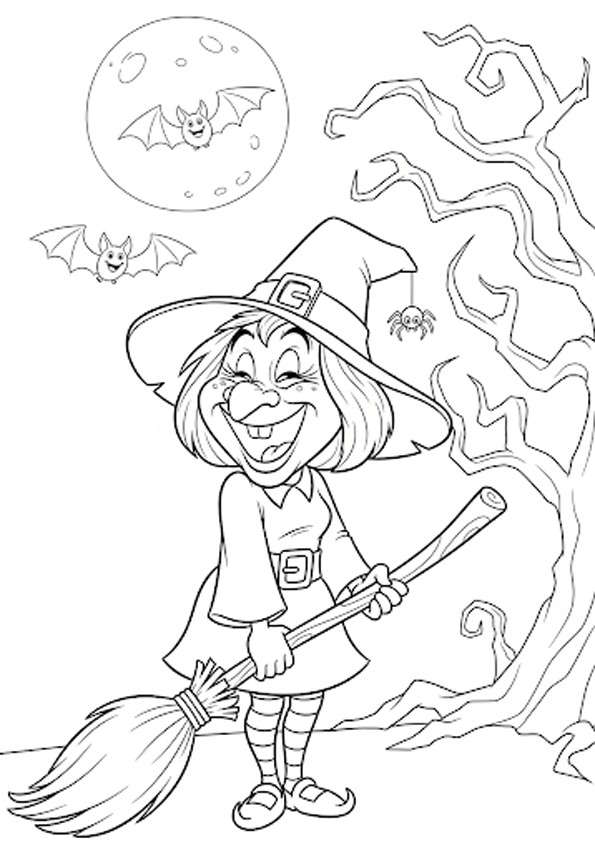Sorcière d'Halloween à colorier