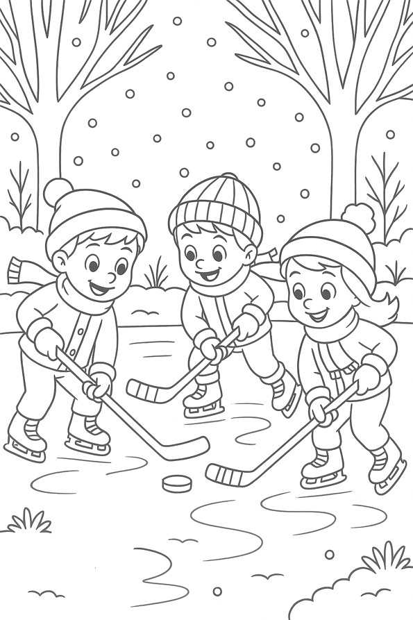 Enfants jouant au hockey sur la glace