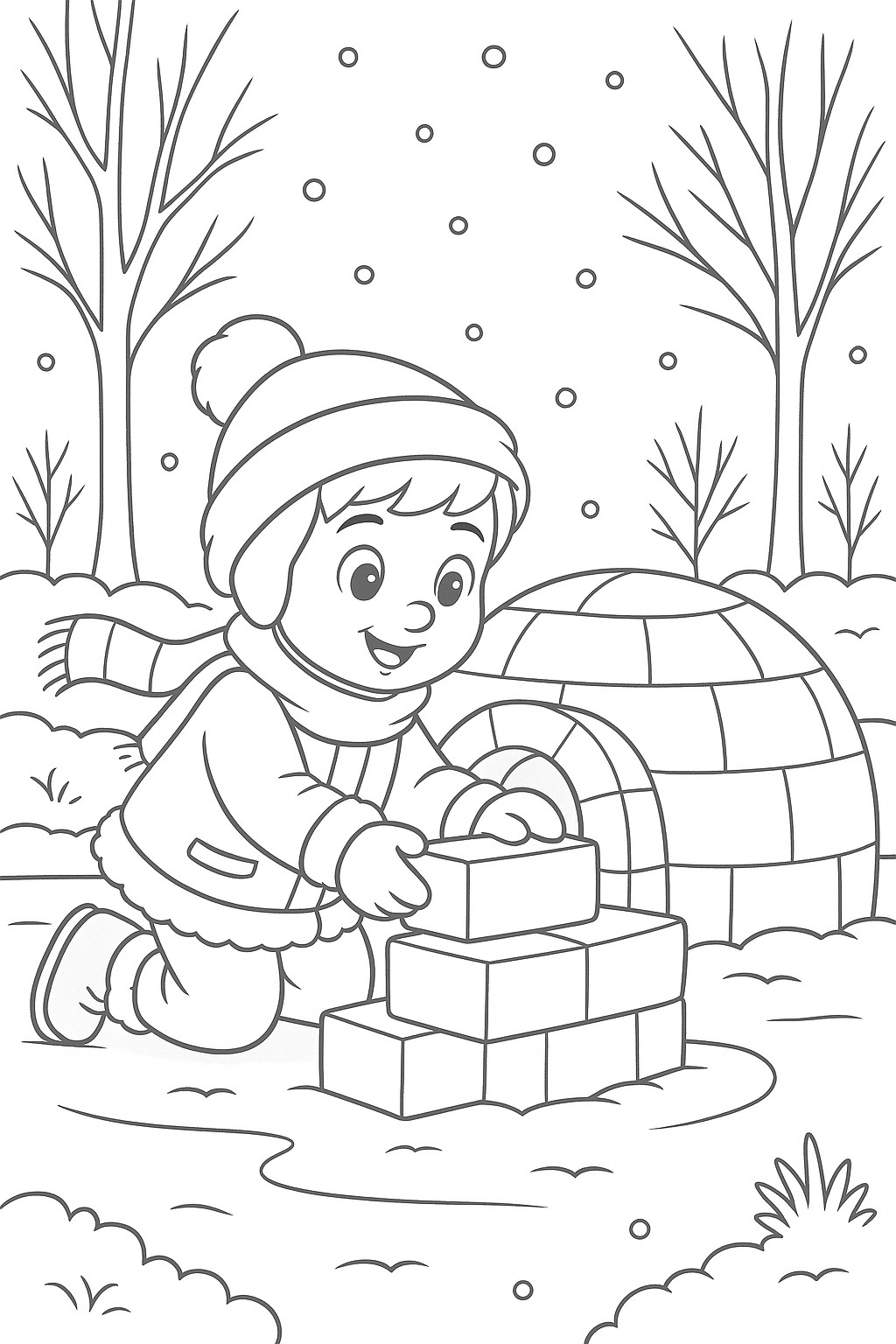 Enfants fabriquant un igloo
