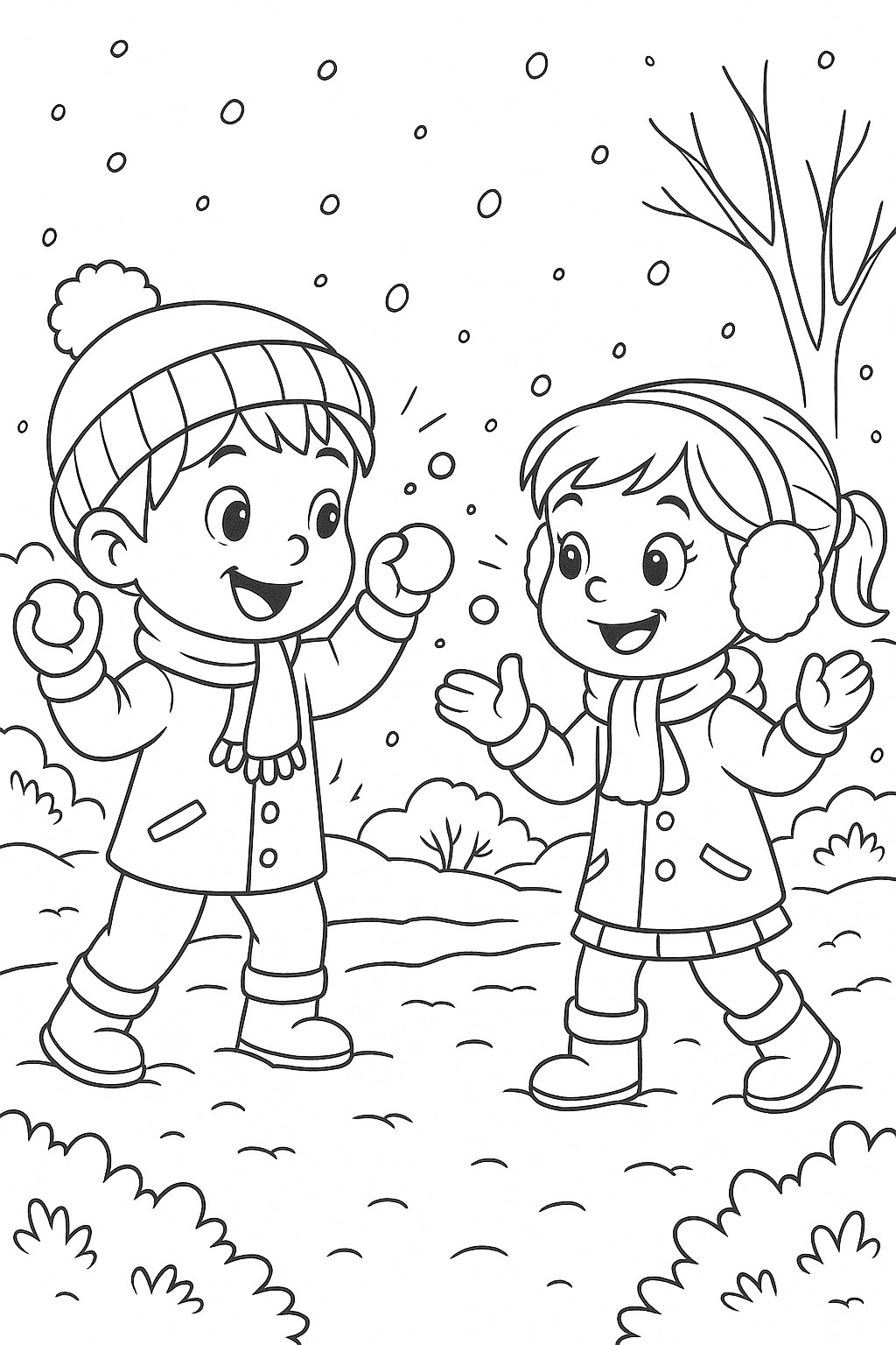 Enfants jouant dans la neige