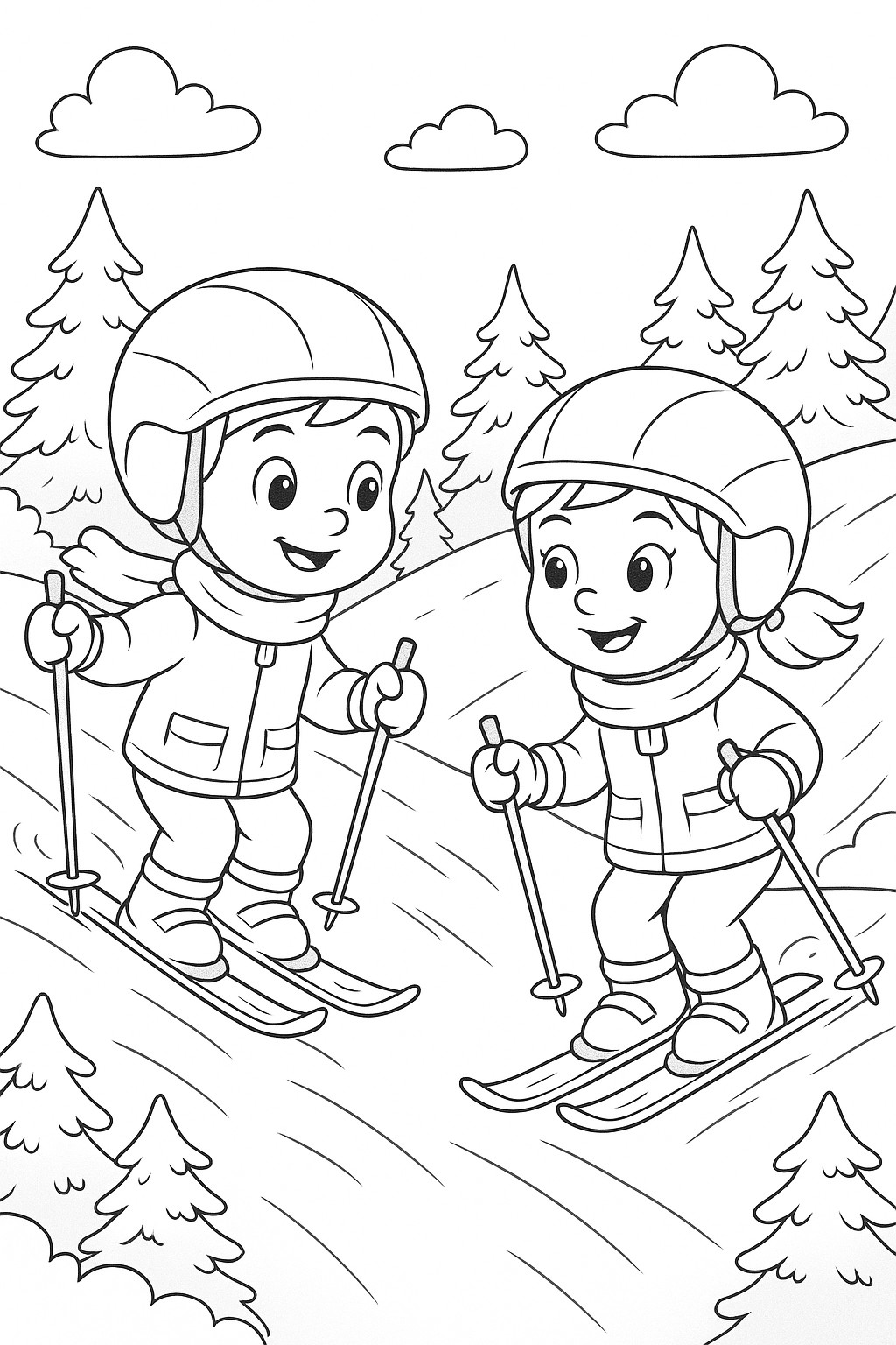 Enfants faisant du ski