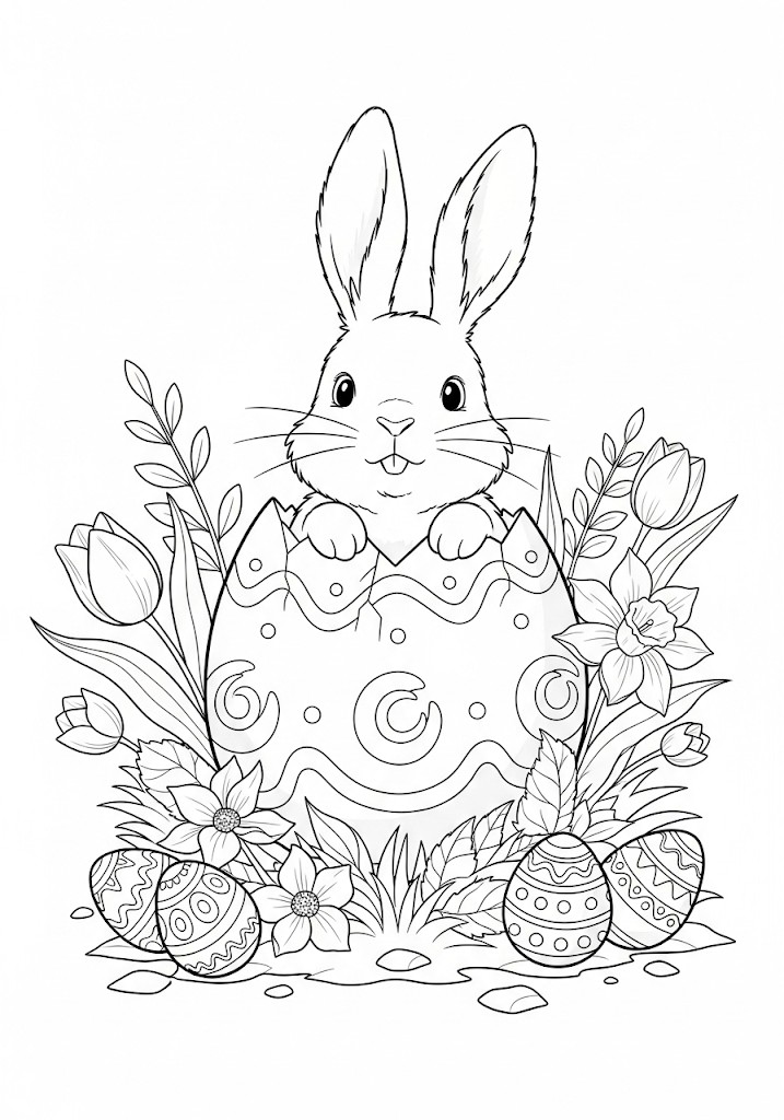 Coloriage de Pâques gratuit à imprimer