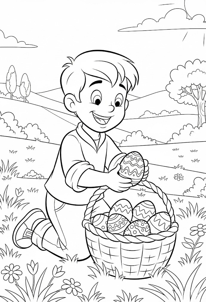Coloriage de Pâques gratuit à imprimer
