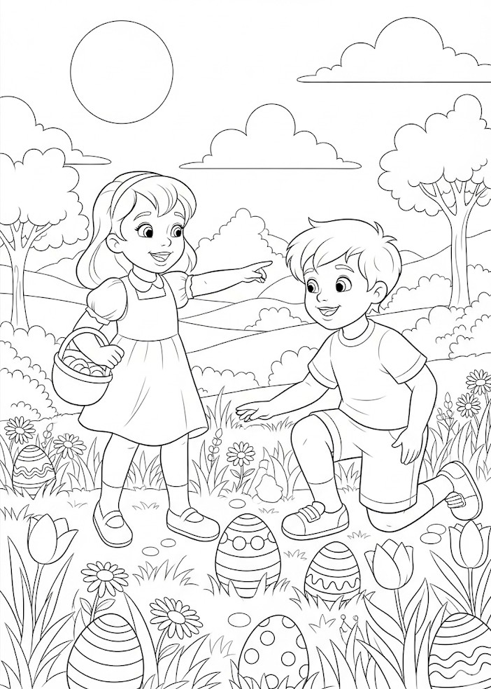 Coloriage de Pâques gratuit à imprimer