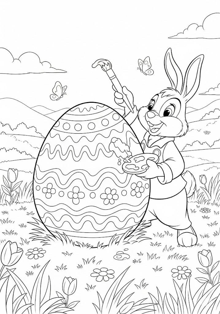 Coloriage de Pâques gratuit à imprimer