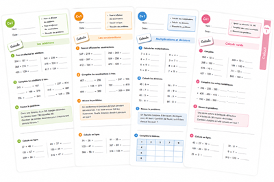 Fiches de numération-calcul ce1